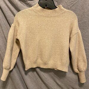 GB Girl's Size Tan Mock Neck Balloon Sleeve Sweater Top MEDIUM